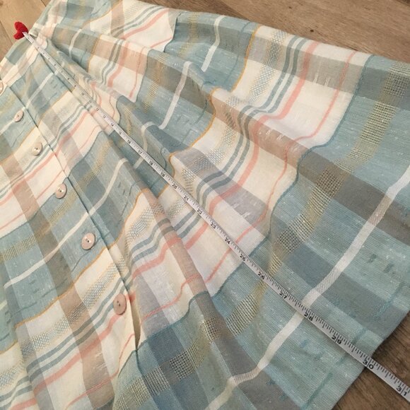 Vintage Pastel Pink & Sage Green Pocket Pleated Button Up Made in Canada Skirt - Picture 16 of 16